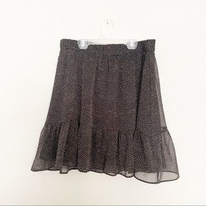 Loft animal print sheer mini skirt with ruffle hem